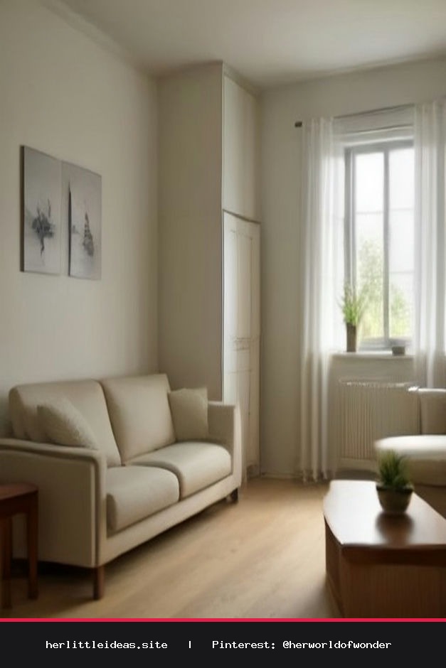 A minimalist living room featuring warm beige textures, a linen sofa, and natural light.