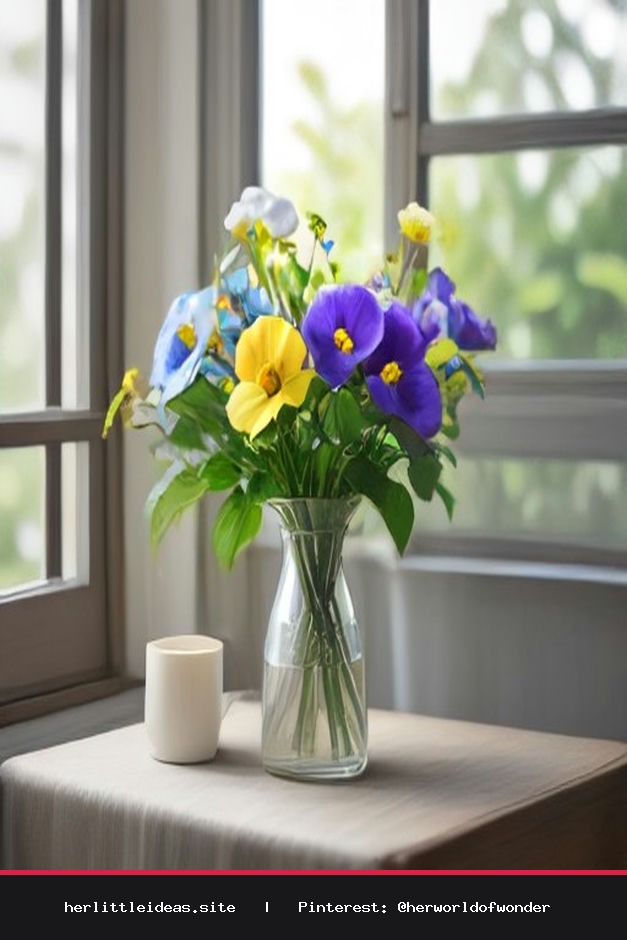Handmade pressed flower bookmarks with dried pansies and ribbon resting beside an open book and tea mug on a wooden table.